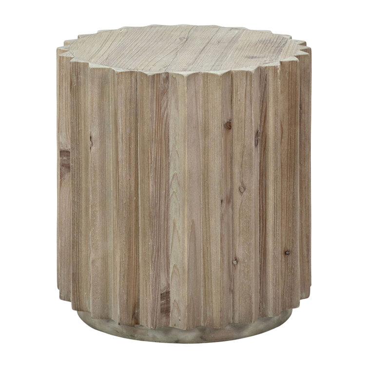 Dovetail Furniture ster Solid Wood Drum End Table Wayfair Canada